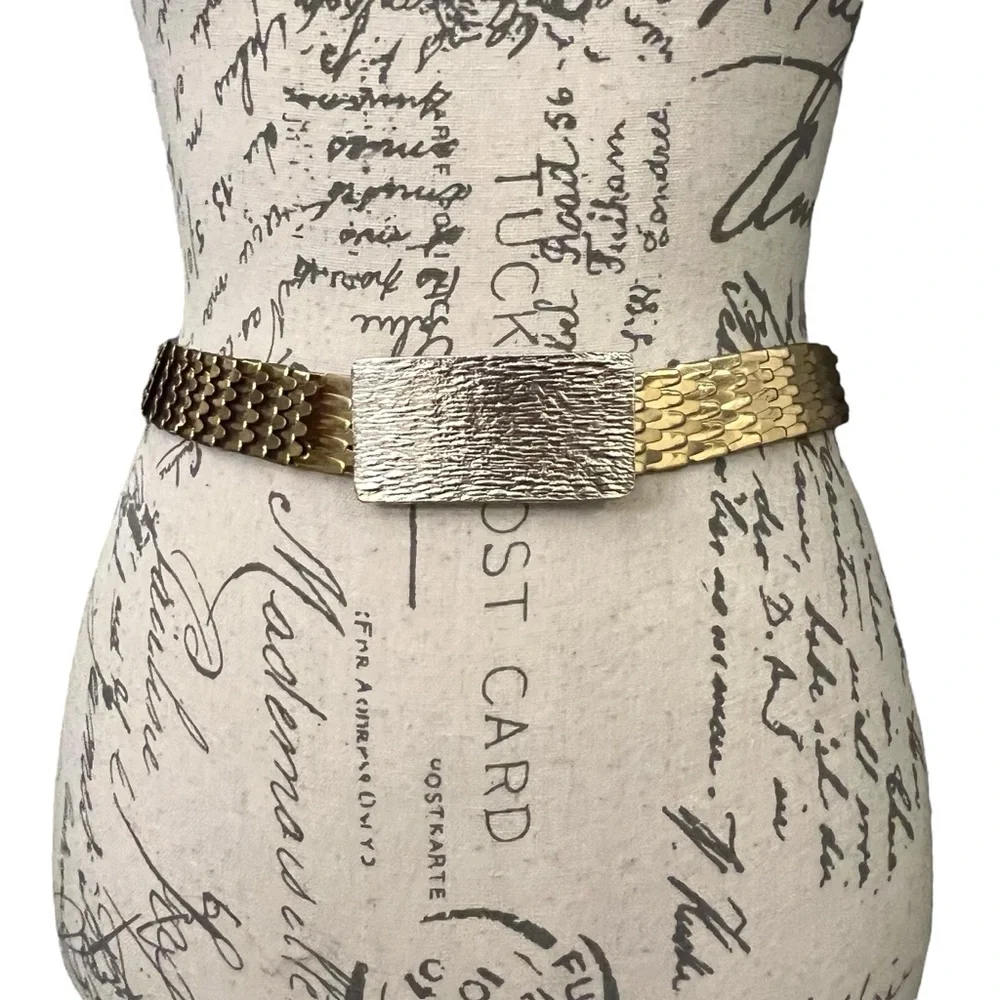 Vintage Women's‎ Gold-Tone Metal Waist Belt Fish Scale 26-39” Preppy Mermaid